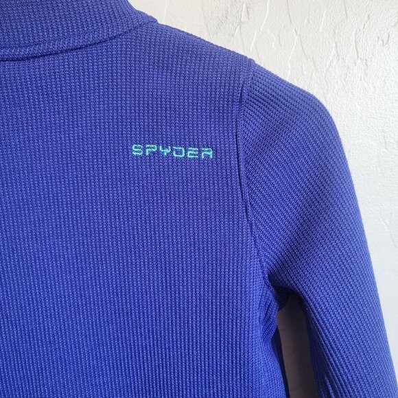 Spyder Encore Full Zip Jacket Fleece Lined Mock Neck Indigo Blue Size Kids 10-12 - Picture 10 of 12